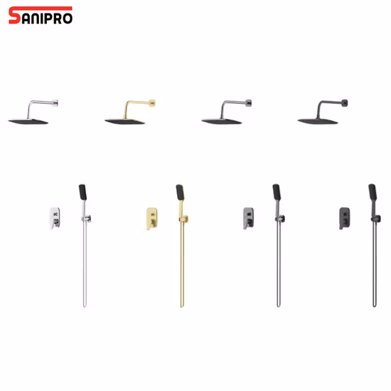 Set sistema doccia a pioggia a scomparsa con soffione doccia Sanipro in ottone