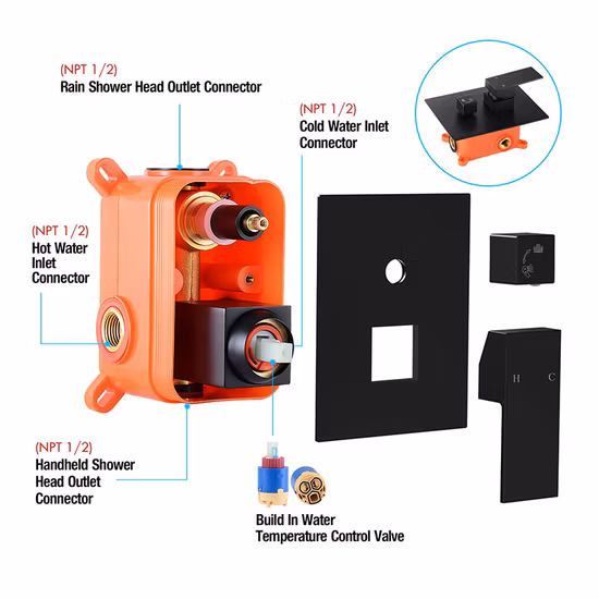 Set di rubinetti per doccia a pioggia con montaggio a parete Sistema a cascata per bagno cromato Set doccia per bagno Set doccia a scomparsa